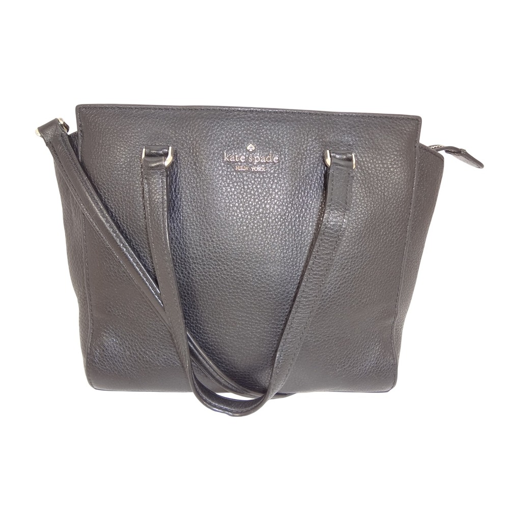 Kate Spade Small Allyn Black Pebbled Leather Tote Bag Satchel Crossbody
